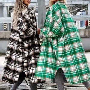 [하프클럽/]체크 G125929 남방 롱 노기모 오버핏