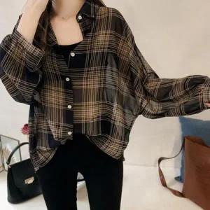 [하프클럽/]LEA-B162 체크 셔츠블라우스