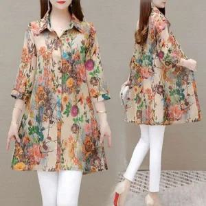 [하프클럽/]7707 7부 마담 플레어 꽃블라우스 CESS