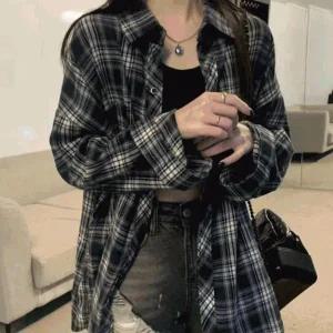 [하프클럽/]체크남방 앤드