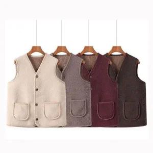 [하프클럽/]빅사이즈 겨울 뽀글이 양털 조끼 여성 수면 방한 포켓 베스트 따