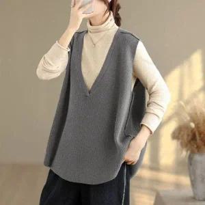 [하프클럽/]웜톤 루즈핏 니트 베스트 조끼 니트 조끼 여성 봄 가을 겨울 보