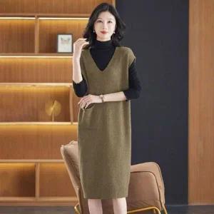 [하프클럽/]데일리 럭셔리 포켓 뷔스티에 니트 원피스 치마 롱원피스 가을