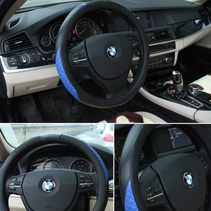 리얼카본 스티치 핸들커버 인조가죽에 카본패브릭마감 370-380mm 공용 레드 베이지 운전대 파워핸들