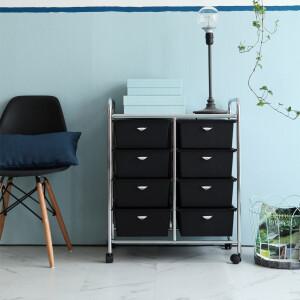 미드센츄리 모던 크롬 이동식 더블 4단 서랍 트롤리 2colors