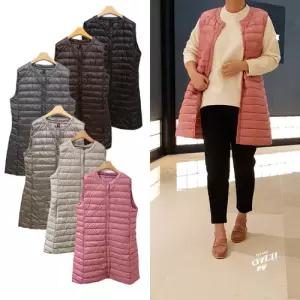 샤론 오리털 경량 패딩 롱조끼