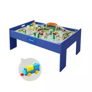 [토도리브로]원목 기차놀이 80pcs+플레이테이블+전동기차