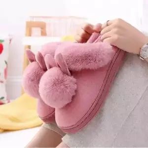 토끼 털방울 털슬리퍼 여성 털실내화 보온 거실화 실내화 실내 겨울 슬리퍼 방한화