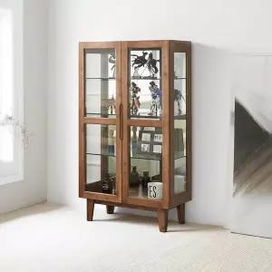[모던탑21]명품 고무나무 C타입 원목 장식장 유리 진열장 장식장