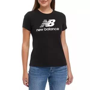 뉴발란스 에센셜 스텍드 로고 반팔티 여자 반팔 티셔츠 블랙 AWT91546-BK