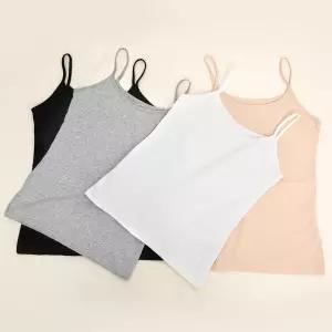 아이엠속옷 톡톡한 순면 끈나시 여성 빅사이즈 학생 레이어드 민소매 이너