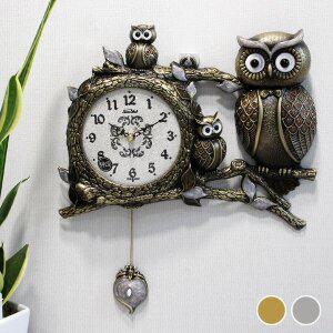 [하이아트]무소음 장식 굿부엉이 주물 추벽시계 HSP-209