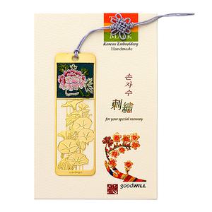 [박씨상방]전통손자수 책갈피 대/목단15