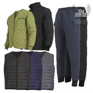 남성 깔깔이 방한 발열 작업복 바지 경량패딩조끼 군용 깔깔이 점퍼 작업복 자켓 상의 하의 빅사이즈