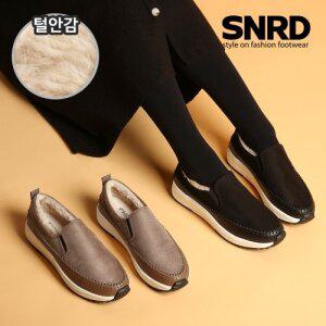 [무료배송][Mooda:Fur] Winter 국내산 스웨이드 여성 방한 털-슬립온슈즈