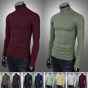 남자/목폴라/긴팔티/터틀넥/긴팔티/폴라티/면 스판/남성/이너