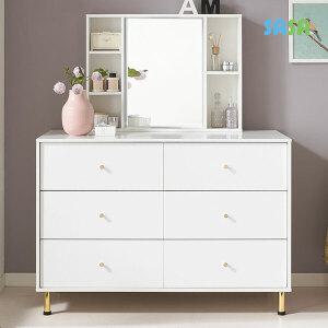 사사가구 크롬 1200 3단 와이드 서랍장+수납거울