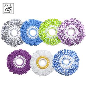 [청소앤런칭이벤트]컬러걸레7매/흰걸레10P  핸드스핀 페달 겸용 회전밀대