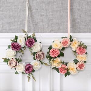 장미 조화 꽃 리스 벽장식 피오니 24cm 2컬러 인테리어 벽걸이 현관 문 꾸미기 소품