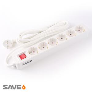 세이브에스 자동소화 멀티탭, 화재예방 과부하차단 멀티콘센트, 6구 메인스위치, 전선길이 1.5m