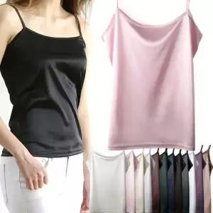 하얀비WR2844/실크슬립/캐미솔/실크광택티셔츠/여성런닝/이너웨어/기본끈나시13컬러