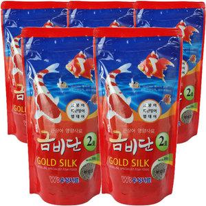 금비단 골드실크 중형입자 2호 금붕어&잉어 관상어 영양사료 250g*5개