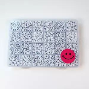 맘아트 화이트 블랙 원형 알파벳 비즈 7mm 대용량