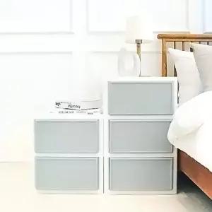 플랫서랍장 플라스틱서랍장 옷정리박스 2단(뚜껑미포함)