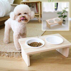 [초코펫하우스]편백나무 강아지식기/고양이식기(2구) 알러지 방지 / 애견 애묘