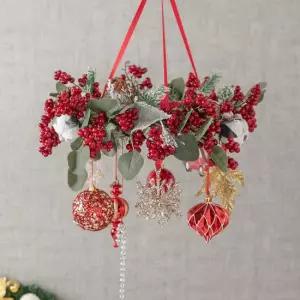 크리스마스 가랜드 벽장식 베리 다이아 샹들리에 40cm 벽걸이 천장 모빌 소품 데코 리스 선물 파티 꾸미기