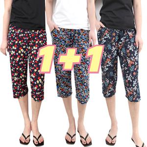 (2장) 꽃무늬 까실이7부 아이스 여성 쿨바지 몸빼 여름 여자 쿨팬츠 잠옷 작업복