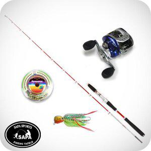[SAPA]싸파 샤크 참돔 광어 사냥 낚시세트 642ML 대 + 합사줄 + 베이트릴 + 타이라바