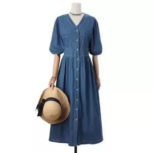 [하프클럽/]카오스 브이데님 원피스