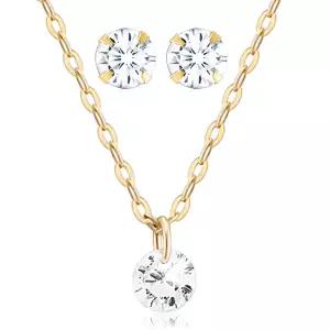 [니지쥬얼리] 14K GOLD 화이트써클 이어링 + 목걸이 선물 세트