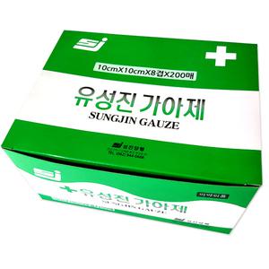 유성진 가제 10cm x 10cm 8겹 1통200매 접은가아제 의료용 멸균 소독 위생 거즈 일회용