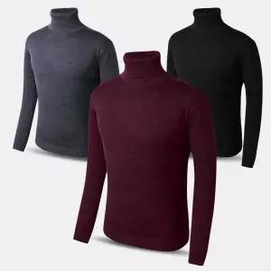 남자 울 혼방 목폴라 터틀넥 니트티 NANTN 중년