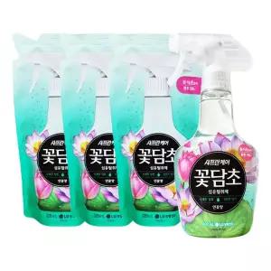 엘지 샤프란케어 꽃담초 섬유탈취제 연꽃 본품400mL x 1개 리필320mL X 3개