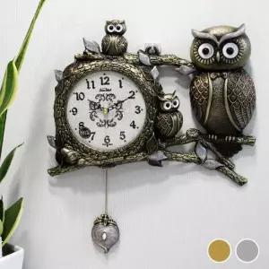 무소음 장식 굿부엉이 주물 추벽시계 HSP-209