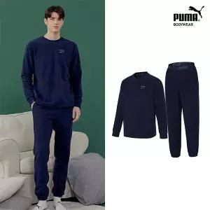 [푸마 언더웨어][푸마바디웨어] 푸마 양면 기모 남성 플리스 셋업 2종 네이비