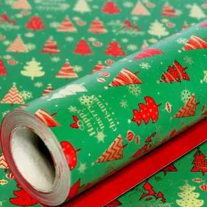 크리스마스 포장지 종이롤 트리 대 530X10M 녹색