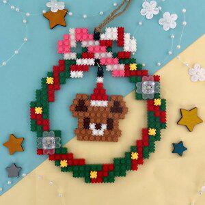 [레드포인트]디폼 끼우기블럭 LED 동물 크리스마스 리스 만들기-곰