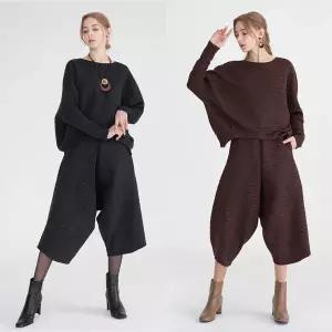 [La RACEE] 라라쎄 22FW 여성 겨울 가오리핏 셋업 2종 (가오리 티셔츠 + 볼륨 8부 팬츠)