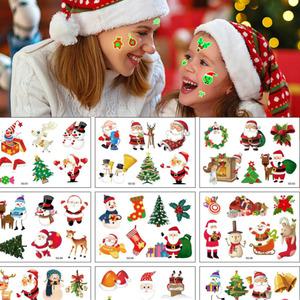 KC크리스마스 어린이 타투 스티커 헤나 문신 판박이 야광 마스크꾸미기 성탄절 어린이집 학교 단체행사 할로윈 파티