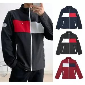 [타미힐피거]타미힐피거 남성 컬러블록 집업 자켓 158AP521