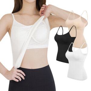 모달 투인원 끈 브라 나시 캡내장 데일리 스트랩 끈 브라캡 나시 3color 브라 패드내장