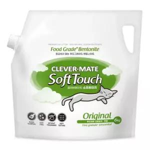 클레버메이트 소프트터치 오리지널 무향 고양이모래 6kg x 2개 부드러운입자 먼지없는 벤토나이트 배변모래