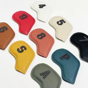 피스탑 컬러 아이언커버 골프채 클럽 가죽 헤드 커버 세트