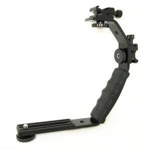 카메라 더블 핫슈 L형 핸드그립 마운트 브라켓 플래시