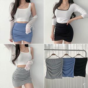 120까지 빅사이즈 쫀쫀 러블 셔링 밴딩 미니스커트(162)데일리 페미닌 튤립 봄 여름 H라인 치마