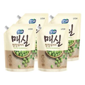 라이온 참그린 매실 청정 주방세제 1kg  리필 4개